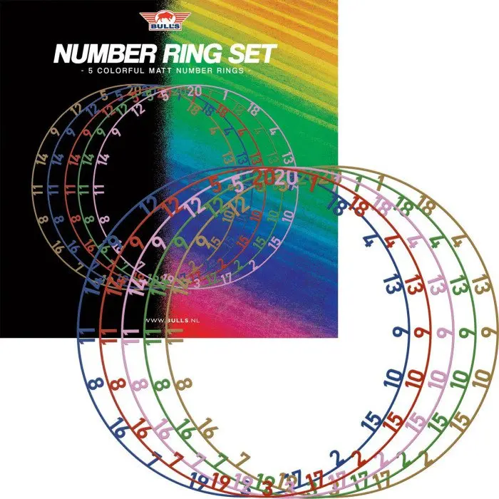 Bull's Colorfull Matt Number Ring Set - 5 stuks