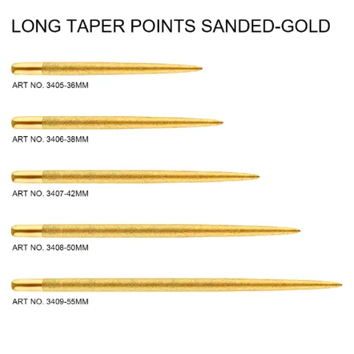 [3409] One80 Long Taper Points Gold - Sand coated